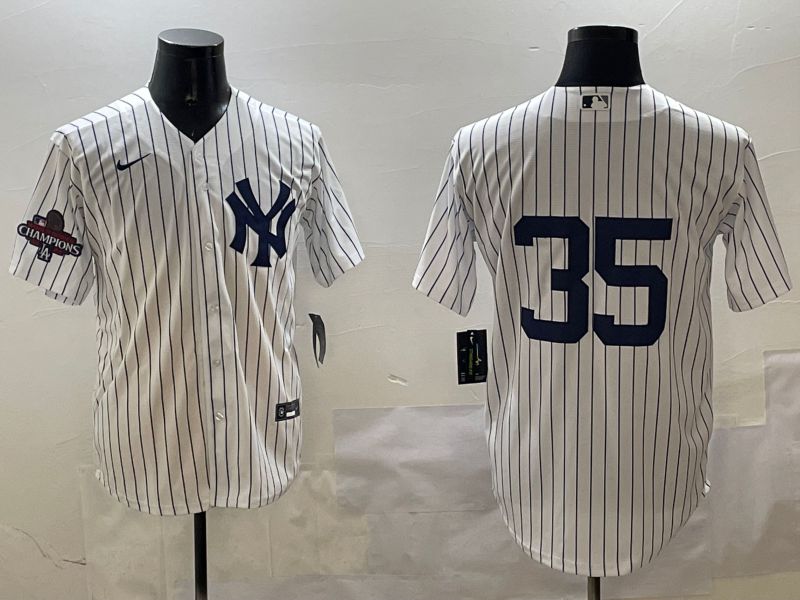 Men New York Yankees #35 No Name White Stripe Game 2025 Nike MLB Jersey style 3->new york yankees->MLB Jersey